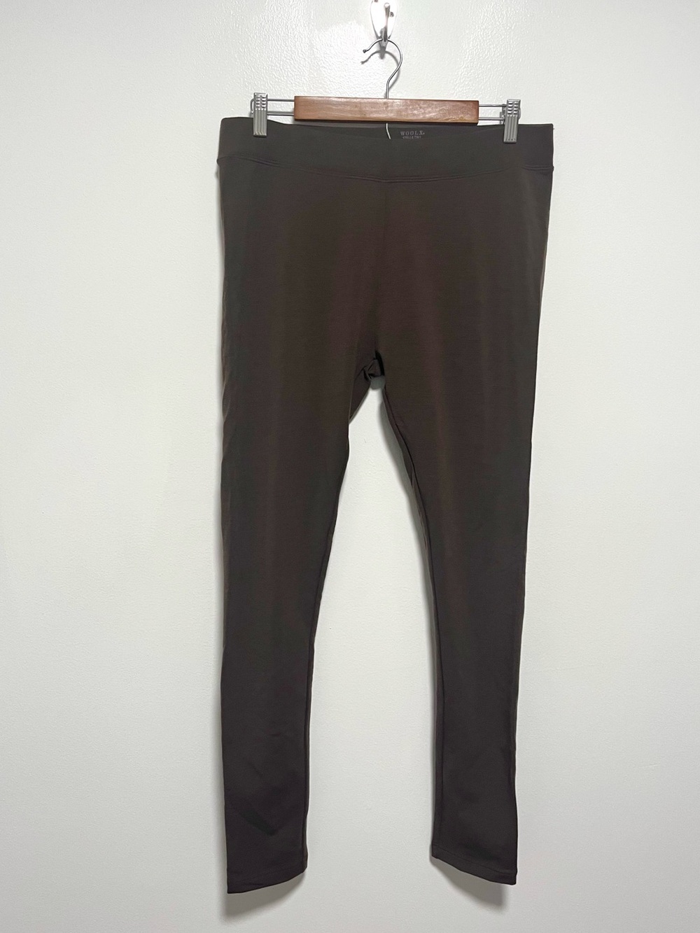 WOOLX Stella Merino Wool Knit Base Layer Leggings Brown Large TALL